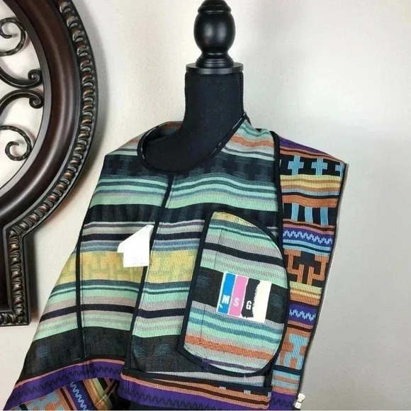 MSGM Women’s Cross Zip Sleeveless Multicolor Vest Size 38 Made in Italy - Picture 13 of 16